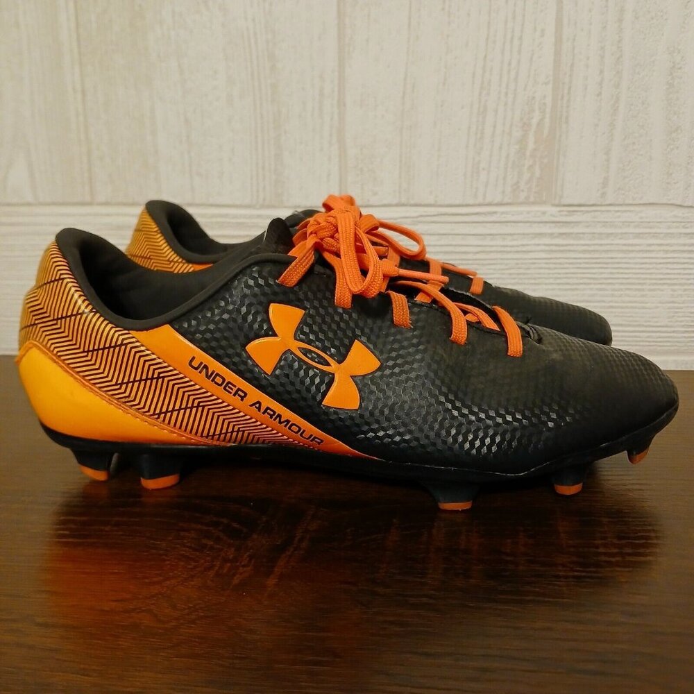 Under Armour‎ Size 7 UA SF Flash FG Black/Afterburn Cleat Shoes 1256746 002